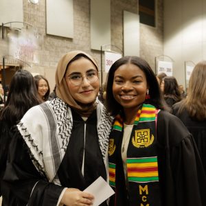 Arts & Science graduates Maryam Khan (L) and Malikca Lawrence (R).